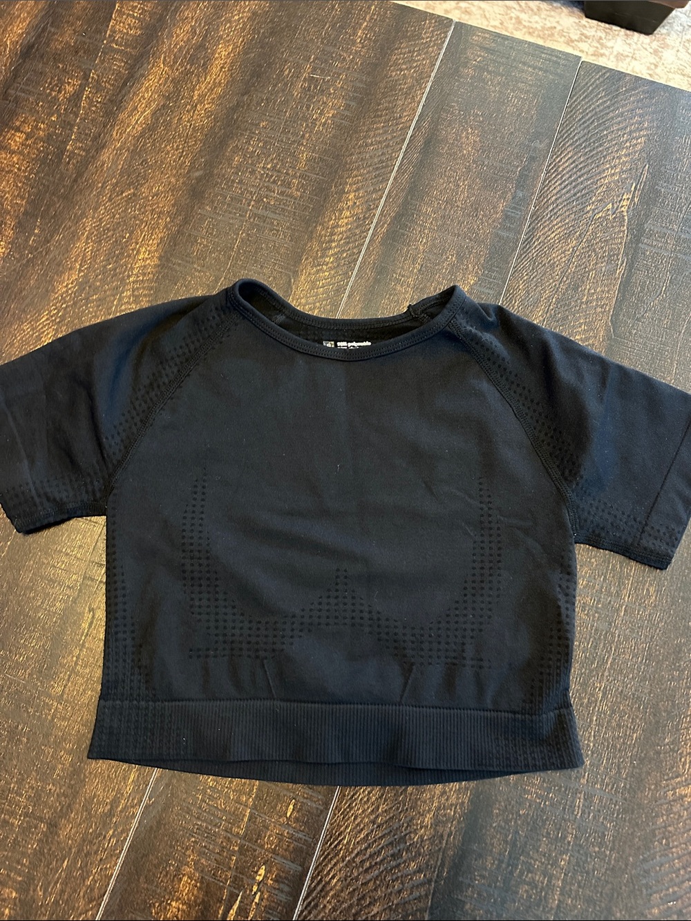Black Short Sleeve Crop Top - Unbranded